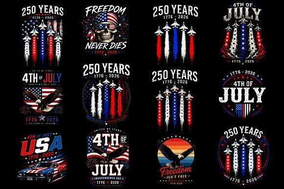Download 14 USA 250th Anniversary PNG Bundle - Premium Bundle
