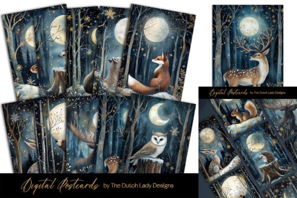 Download Frosty Forest Animals Postcard Set - Card Collection
