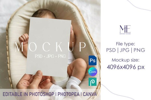 Download Newborn Invitation Mockup, Kids Card PSD - Card Collection